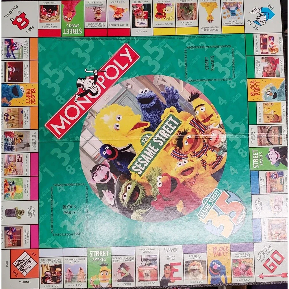 Sesame Street Monopoly Board Game 35 Years 2004 Hasbro 100% Complete in Box